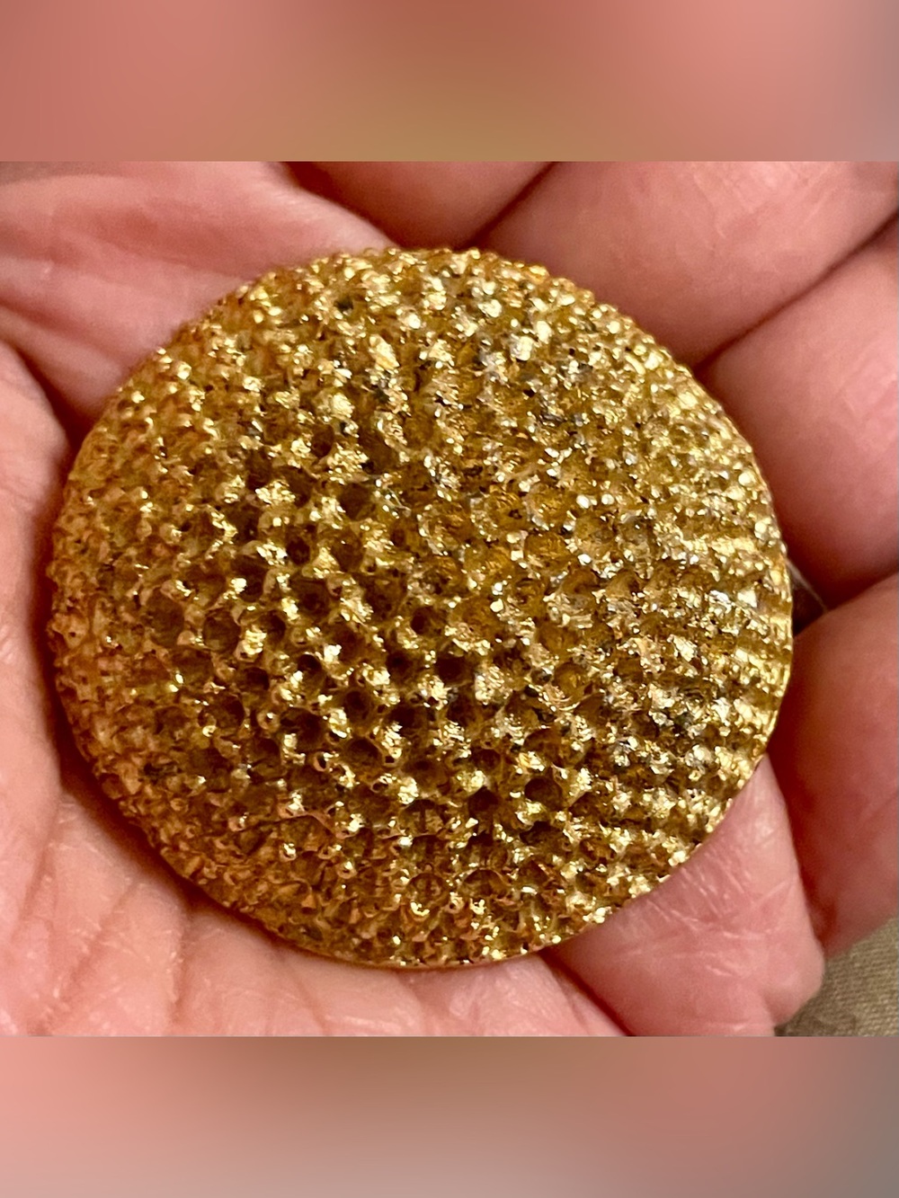 Gold Textured Dome Brooch - Elegant Women's Pin